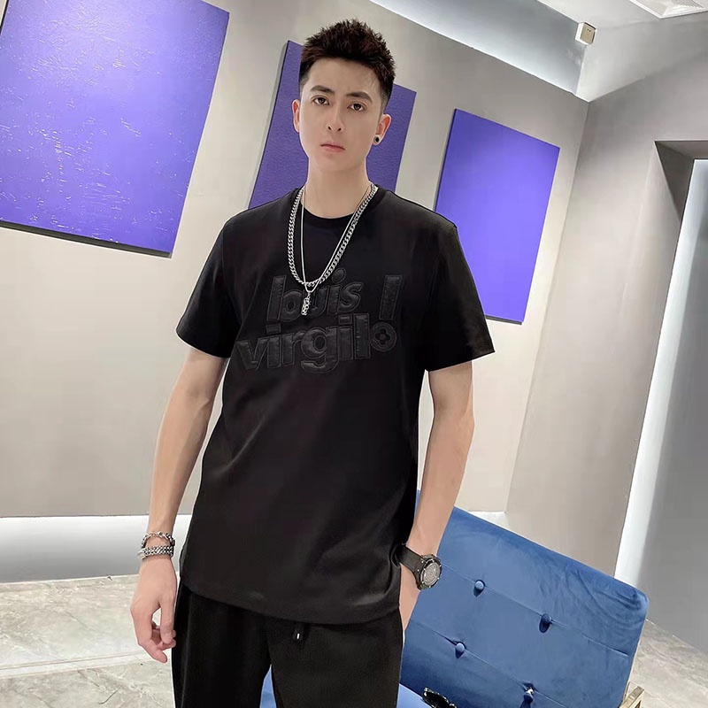 (Hàng Mới ) Áo Phông Cổ Tròn In Vân Nối LUITVUTON Cao Cấp - Cotton TICI Hàn Mịn Thoải Mái Hoạt Động Thể Thao