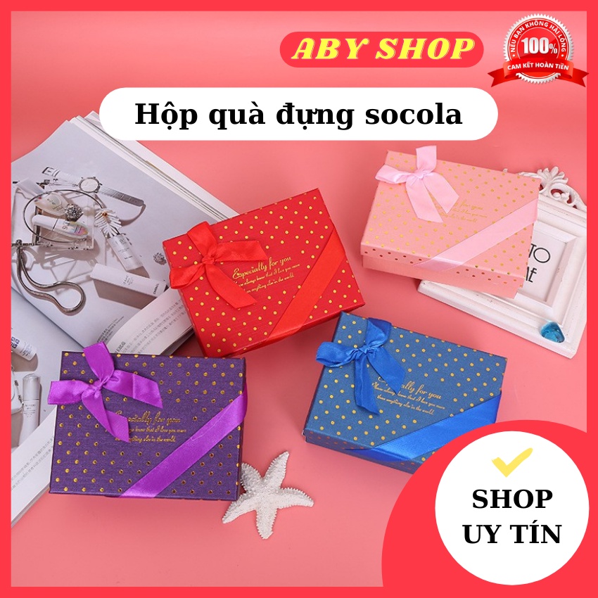 Hộp quà đựng socola ⚡ HÀNG LOẠI 1 ⚡ hộp đựng socola chữ nhật kèm ô trống + 6 viên