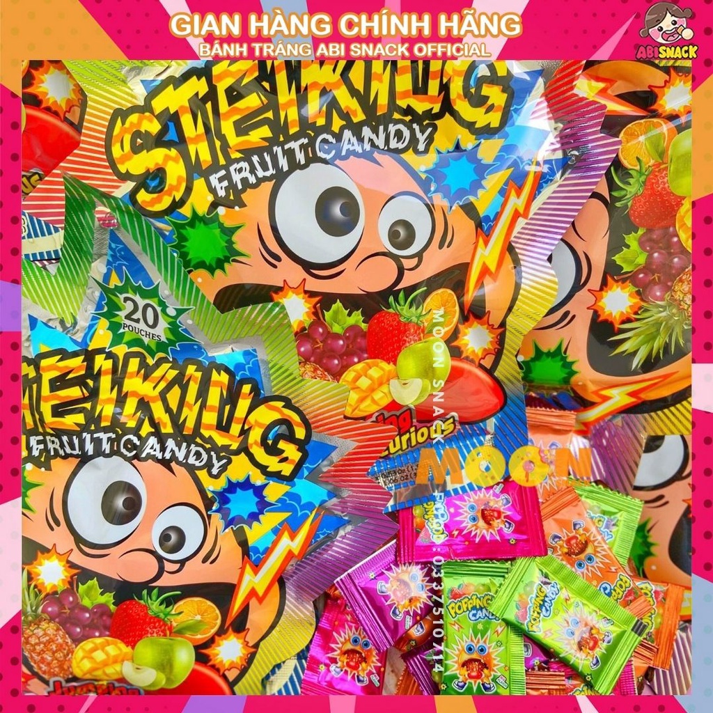 Kẹo nổ Striking Popping Candy Hong Kong Vị Trái Cây/Dâu gói 30g có 20 gói nhỏ bên trong
