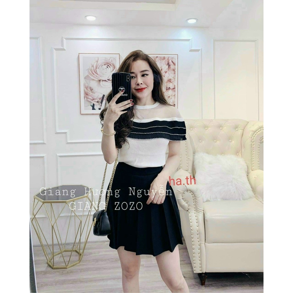[XẢ HÀNG] Áo Len Vai Ren Bèo Ngực Cách Điệu Tay Ngắn | Smide Clothing