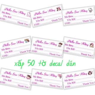 50 phiếu decal viết thông tin mã vận đơn