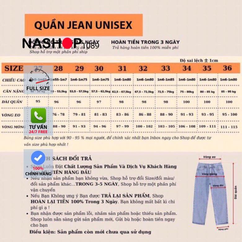 Quần jean bò baggy nam nữ ống suông rộng Unisex hàng Quảng Châu phong cách Hàn Quốc sành điệu style năm 2021 nashop 1089 | BigBuy360 - bigbuy360.vn