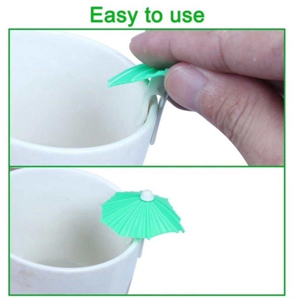 Set 6 Thẻ Đánh Dấu Bằng Silicone Hình Cây Dù Trang Trí Ly Rượu