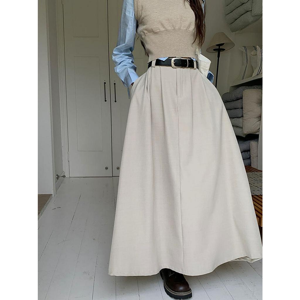 Chân Váy Dài Dáng Chữ a Lưng Cao Phối Thắt Lưng Thời Trang 67529