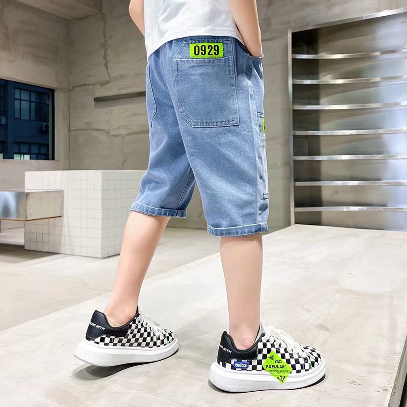 Quần short denim BXPB ống rộng nhiều túi phong cách Hàn Quốc thời trang mùa hè dành cho bé trai