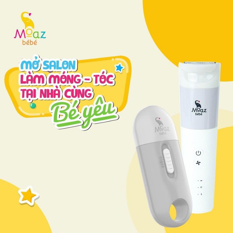 Máy Dũa Móng Tay MOAZ BEBE MB-015 Với 6 đầu Mài, Đèn Pin Bảo Hành 12 Tháng đổi mới