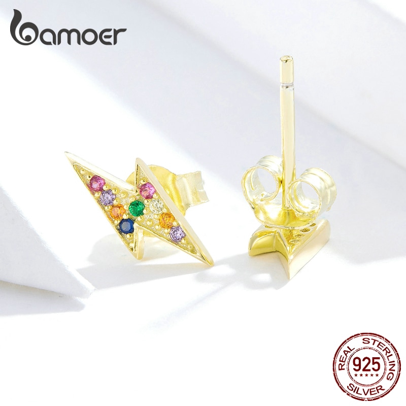 Bông tai Bamoer bằng bạc 925  vàng thời trang 2018 cho nữ
