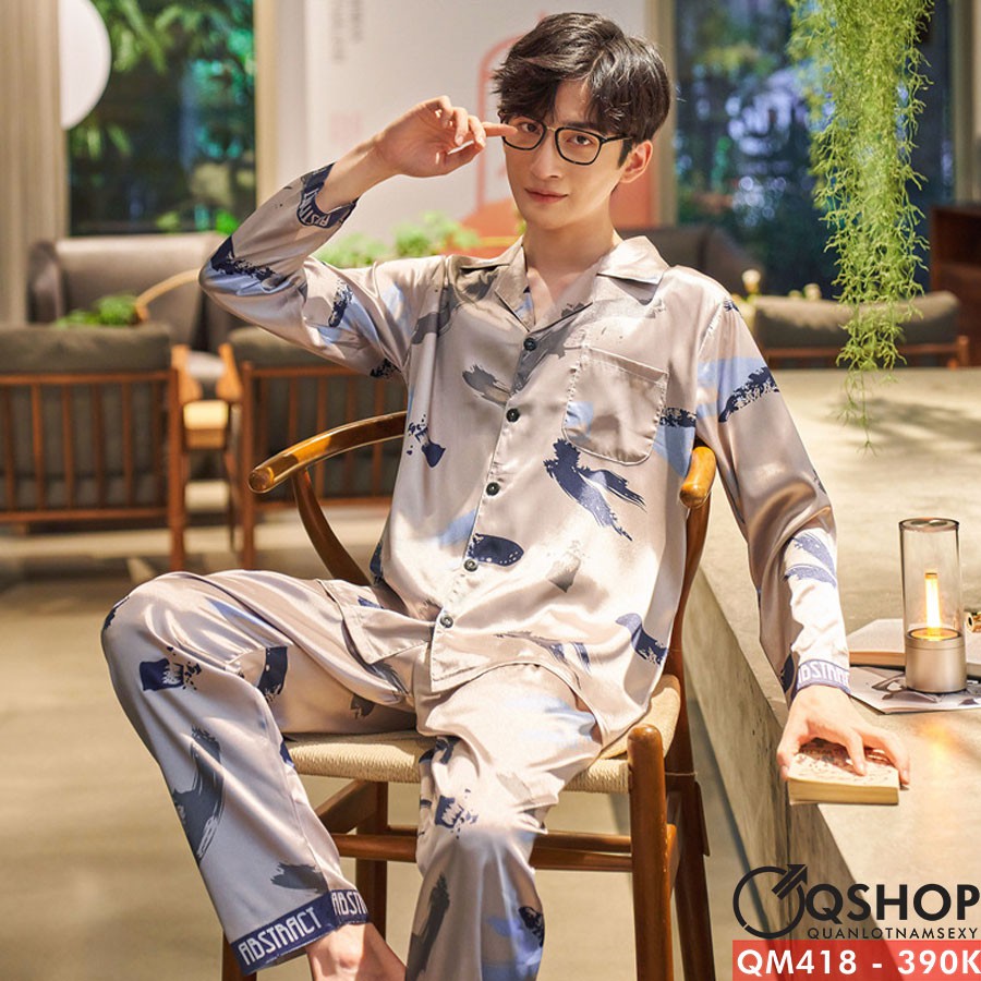 BỘ ĐỒ PIJAMA NAM QUẦN DÀI, TAY DÀI, QSHOP QM418