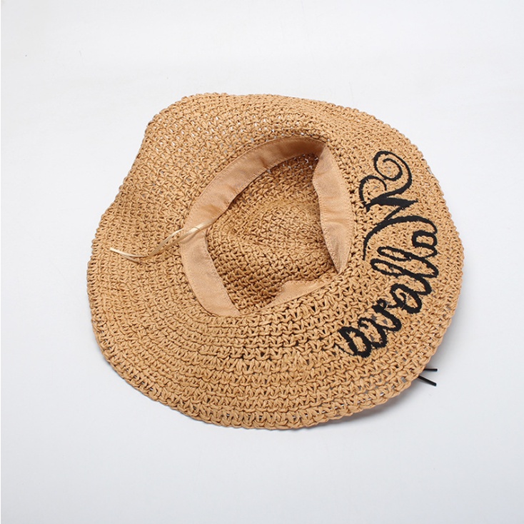 Nón đi biển Mallorca mũ cói nữ rộng vành mềm gấp gọn du lịch nàng thơ phong cách Hàn Quốc