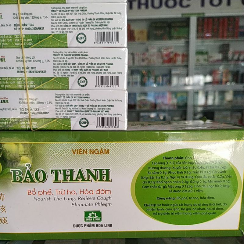 Combo 2hộp tuýp 24viên Ngậm ho Bảo thanh- Lyzopant Cool Gold Plus bổ phế long đờm đau rát họng hiệu quả