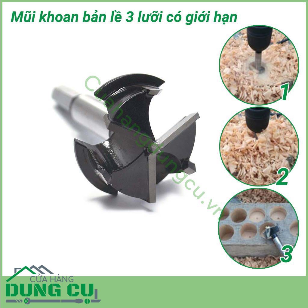 Mũi khoan bản lề 3 lưỡi có giới hạn lắp máy khoan
