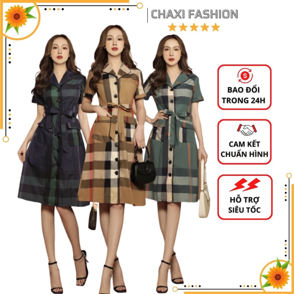 HÀNG NHẬP - ĐẦM XÒE SƠ MI BBR EO CỘT DÂY VẢI CAO CẤP SANG TRỌNG - KLCT266545