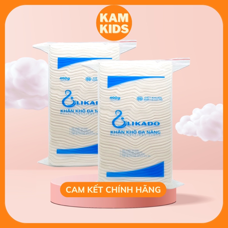 Khăn khô đa năng LIKADO 300g/400g cho bé mềm mịn không mùi, không chất bảo quản, không kích ứng