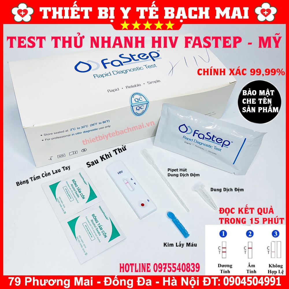 Que Thử Test Thử Nhanh HIV Tại Nhà FASTEP Mỹ STRIP HIV RAPID TEST Chính Xác 99,99% - Kèm Clip Hướng Dẫn