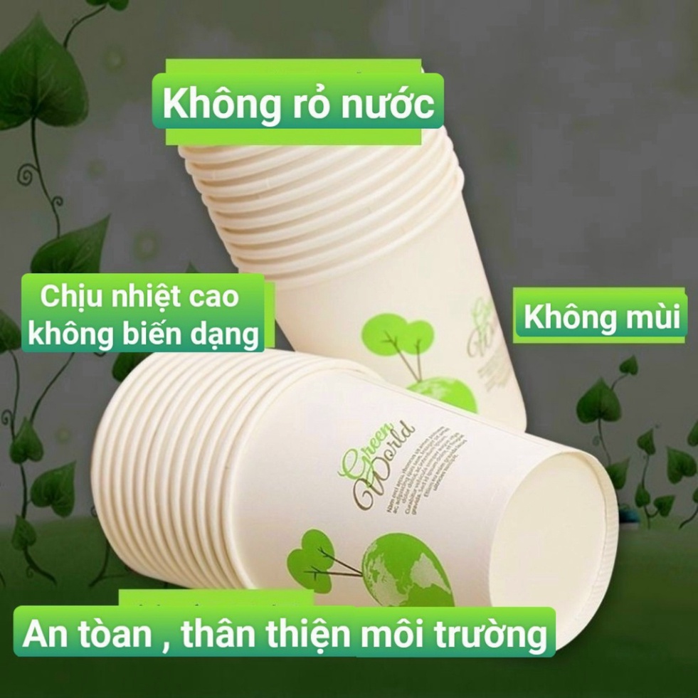 Cốc giấyFREESHIPLy giấy Chịu Nhiệt Dùng 1 Lần,An Toàn Sức Khoẻ,Thân Thiện Môi Trường, gói 50 cái 250ml không nắp