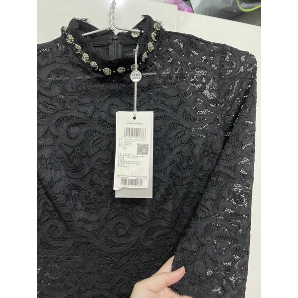 Vero Moda đầm ren đi tiệc dáng body cổ đính đá sang trọng size S new tag