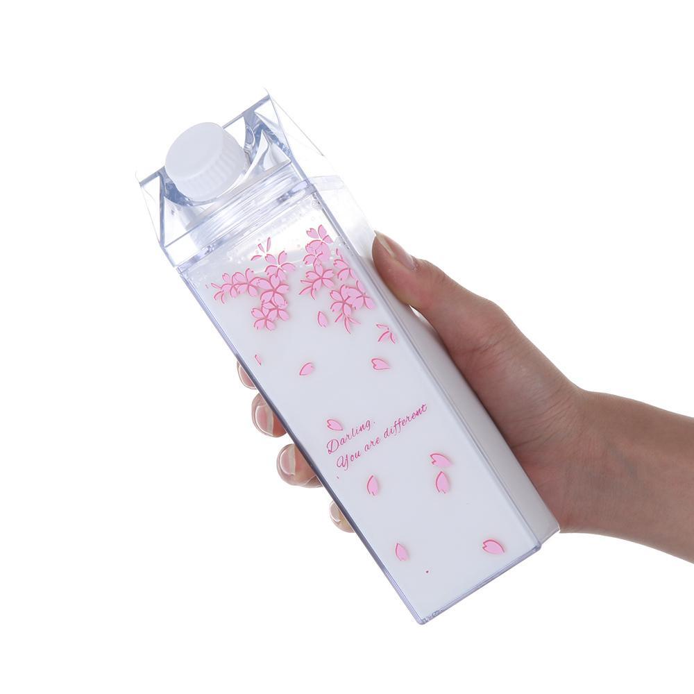 LAKAMIER 500ML Leakproof Sport Water Bottle BPA Free Transparent Milk Box Drink Jug Portable Cycling Accessory Creative Drinkware