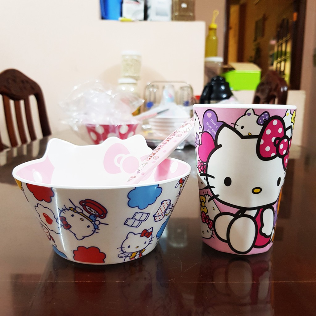 Bộ chén ăn , ly uống nước hoạt hình kitty