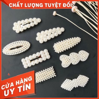 Siêu sale bán lẻ giá sỉ kẹp bấm tóc mái ngọc trai giả loại dán