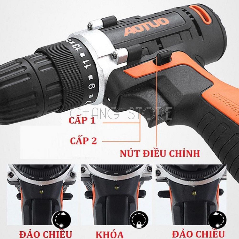 Máy Khoan Vặn Vít Không Dây Aotuo 12V Tốc Độ Có Đảo Chiều
