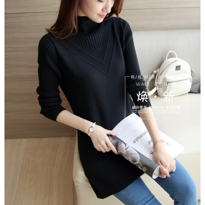 Áo len nữ dài tay dáng dài Quảng Châu A308