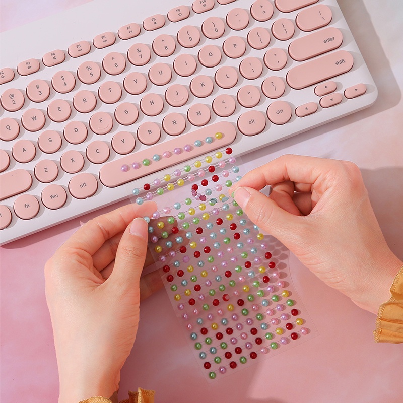 Miếng Dán Kim Cương Hạt cườm Ngọc Trai Nhân Tạo Dùng Trang Trí Sổ Bullet Journal