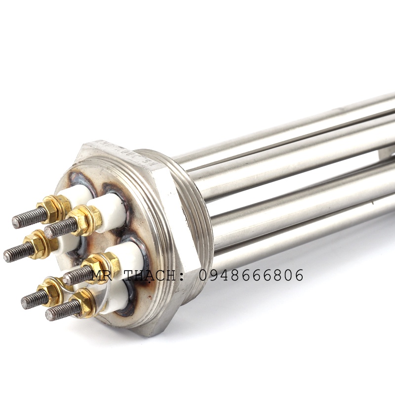 Điện trở nhiệt, Điện trở đun dầu, Điện trở đun nước cục ren inox 304 phi 48 ( Ø48 ) chiều dài 40cm công suất 15KW