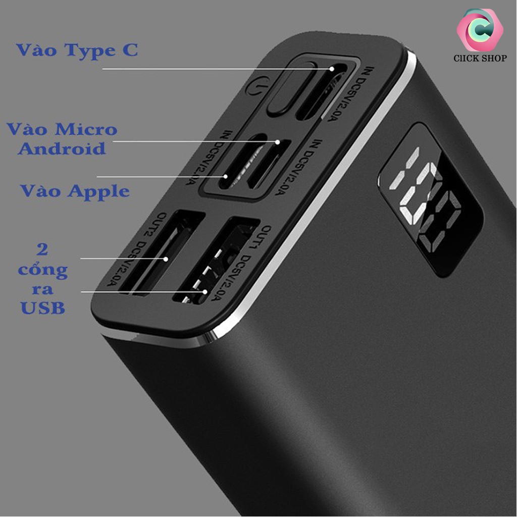 Sạc Dự Phòng 10000mAh Mini Remax RPP-155 3 Cổng Sạc Vào, 2 Cổng Sạc Ra - Pin sạc dự phòng có hỗ trợ sạc chân Lightning