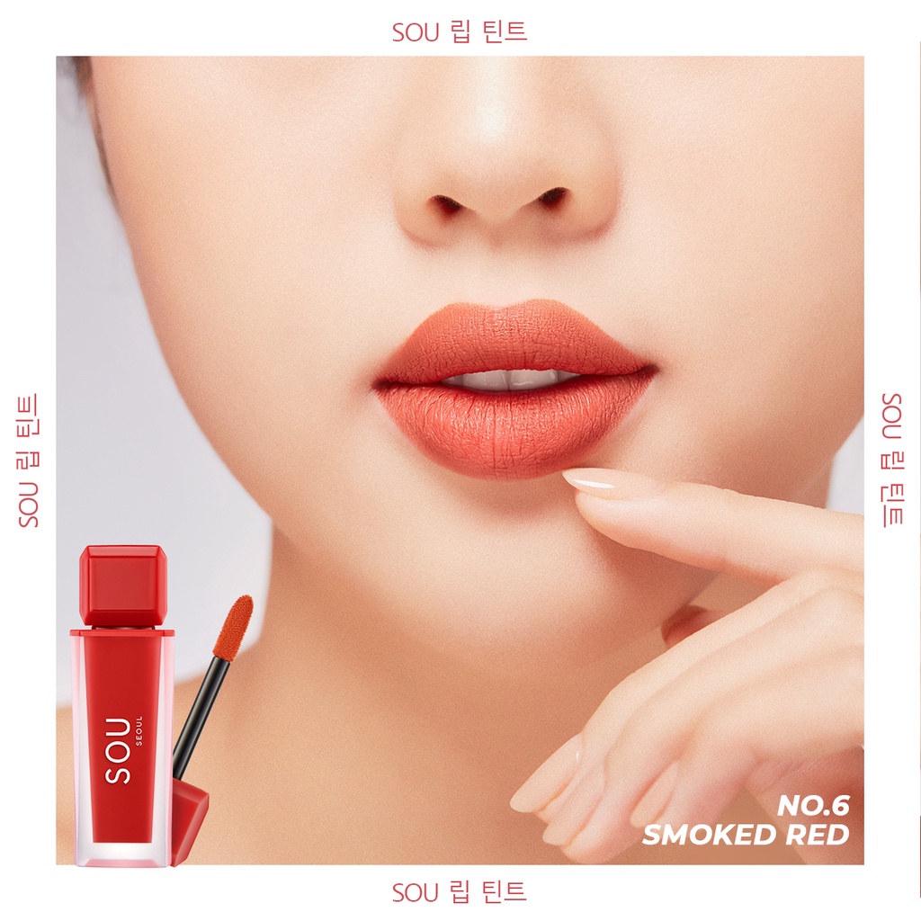 Son Kem Lì SOU No.6 - Màu Nâu Đỏ 7g, Mềm Mịn Lâu Trôi, Dưỡng Ẩm Môi Tối Ưu