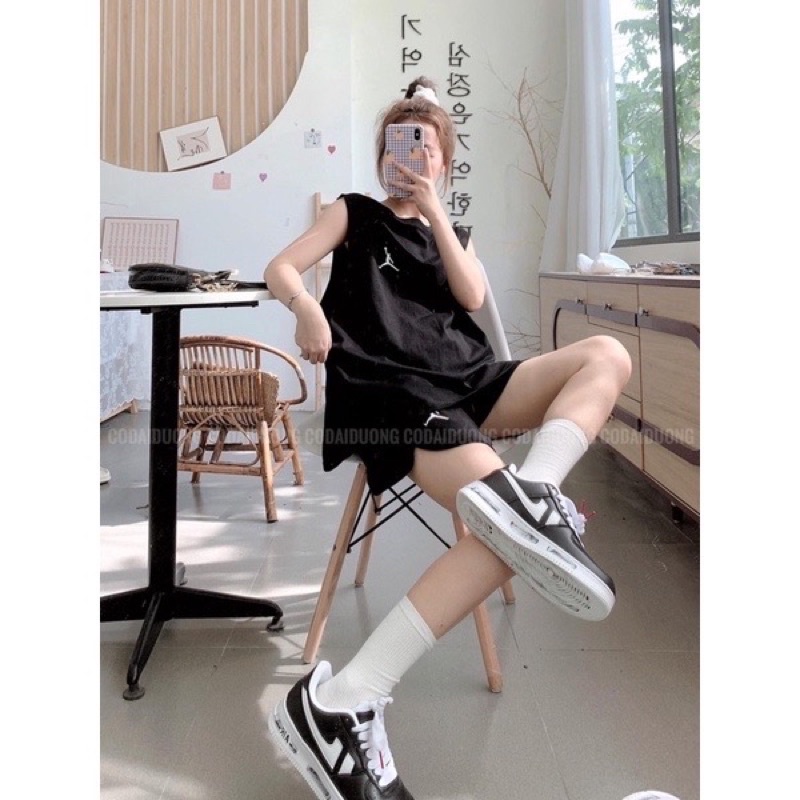 Set phông ba lỗ jor.dan nam nữ form rộng unisex chất thun co giãn áo thun ngắn tay ulzzang trơn basic  freeship