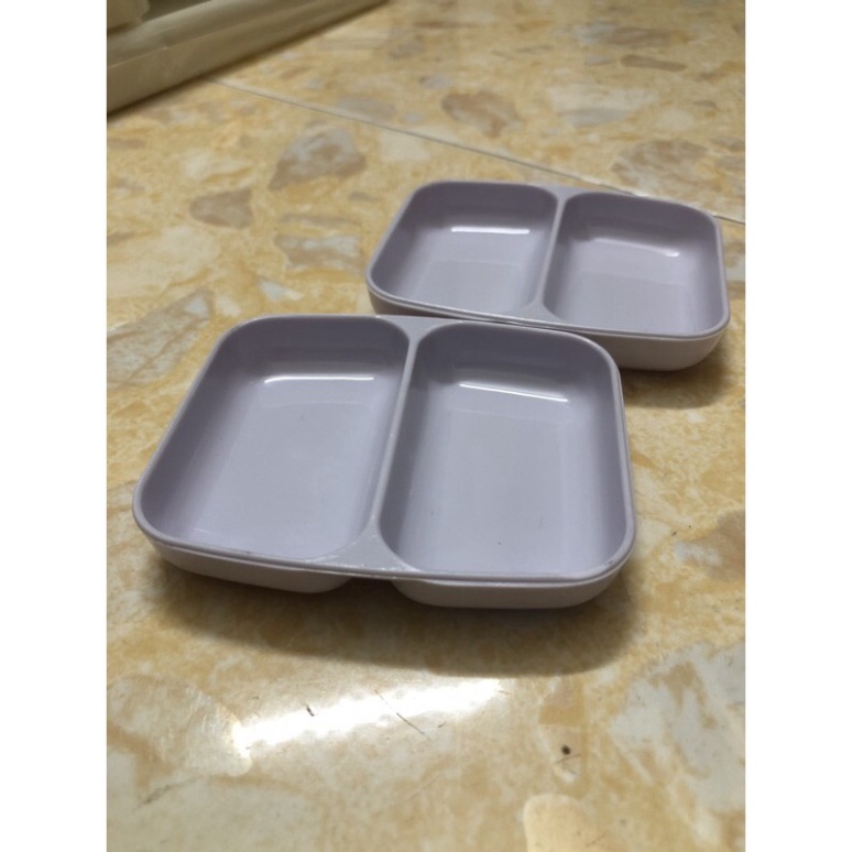 Bát nước chấm 2 ngăn, đĩa chấm nhựa nhỏ gọn 1205