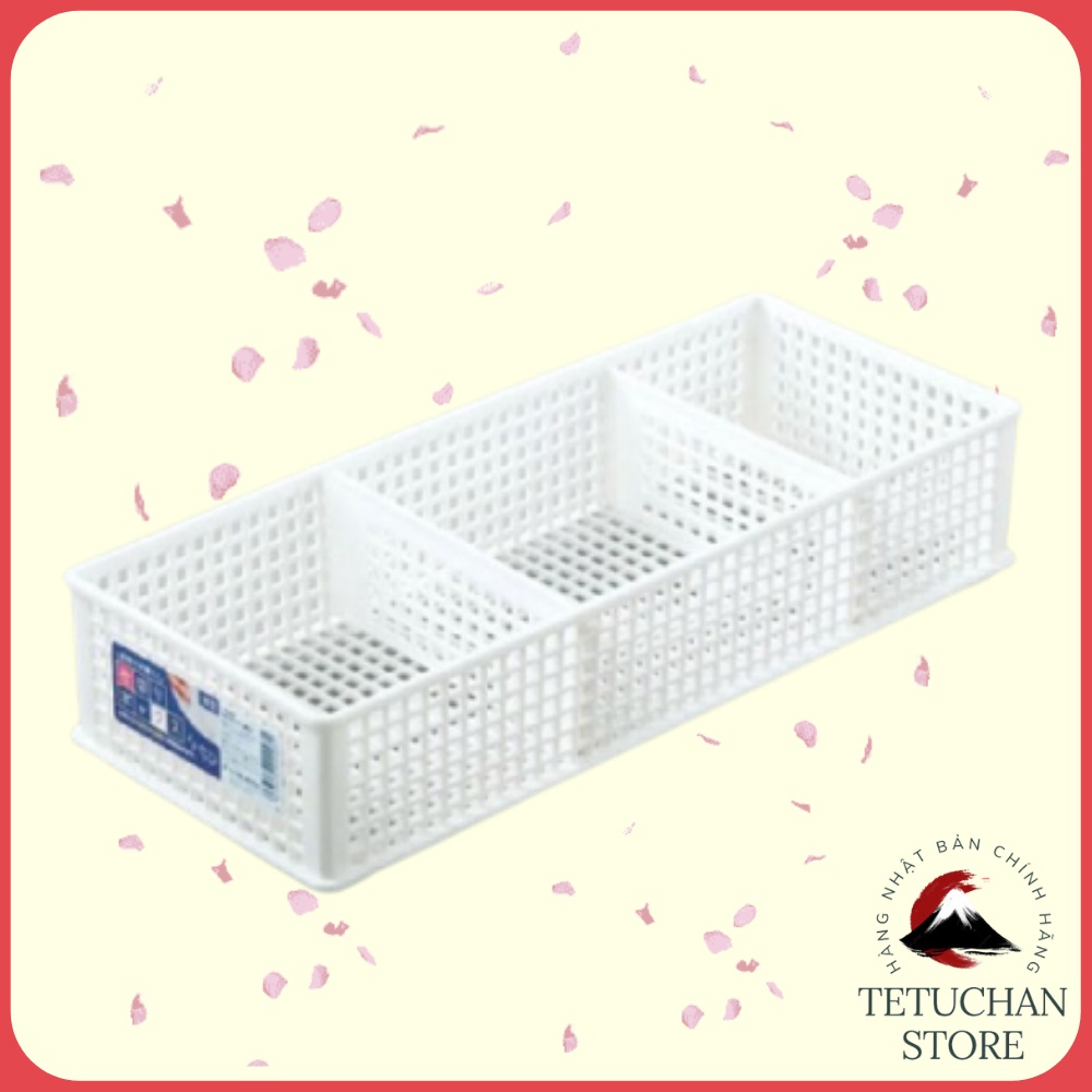 Khay đựng vật dụng chia ngăn dạng lưới màu trắng Sanada vách ngăn có thể tháo rời Nhật Bản - Tetuchan Store
