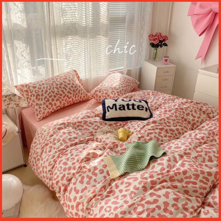 Chăn Ga Gối Đệm ❤️ cotton poly 5 món hè đủ size đệm họa tiết da báo miễn phí bo chun nhập khẩu hàn quốc Mượt Decor