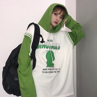 SALE 99k áo hoodie giả hai lớp in hình rộng ngộ nghĩnh