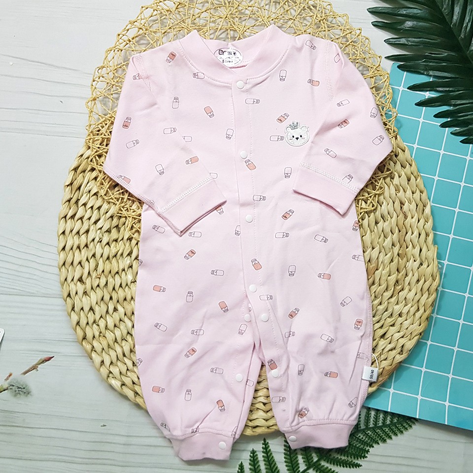 Body Dài Tay Cotton Nỉ Cho Bé Cúc Cài Giữa Mẫu Đẹp