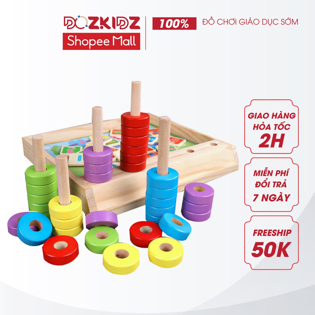 Đồ chơi toán học - Bộ khay thực hành học toán bằng gỗ - DOZKIDZ