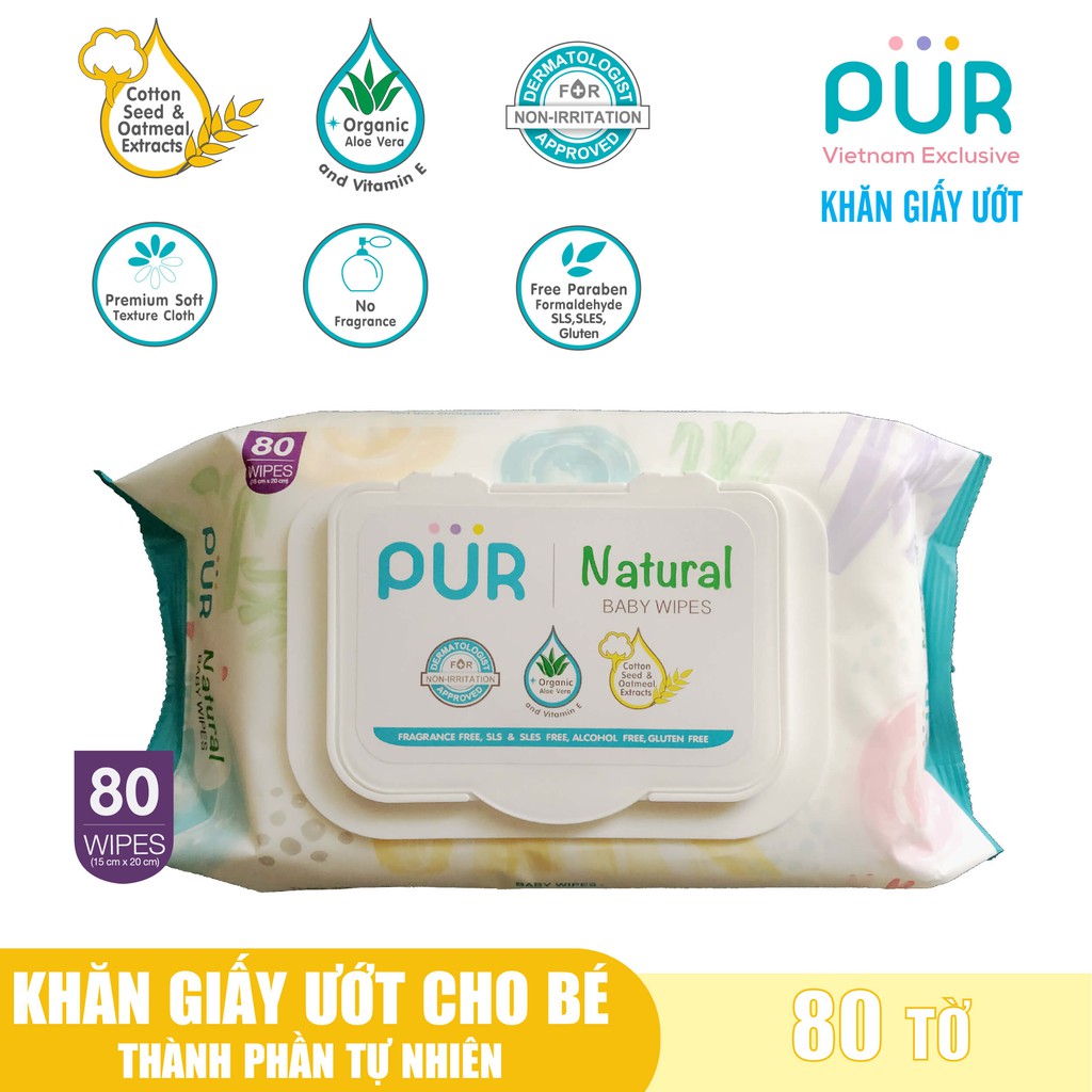 Bình nước có dây đeo Pur 390ml - Tặng gói khăn ướt 80 tờ