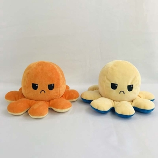 The stuffed octopus toy changes two-faced expressions