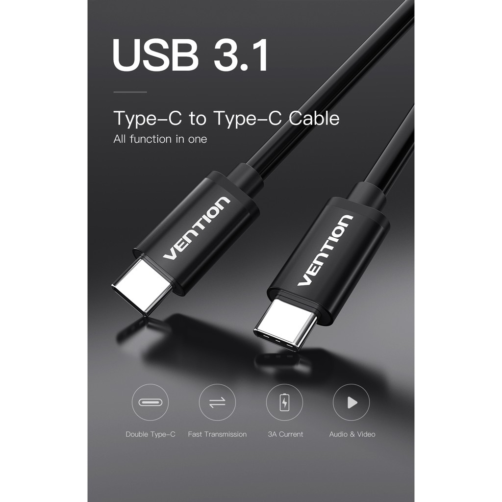 [Mã SKAMCLU9 giảm 10% đơn 100K] Cáp USB Type C Male to Male Vention (1m-1.5m) CAUB - Ben Computer