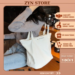 Túi Vải Canvas 🎒FREESHIP🎒Cỡ Lớn In Chữ Phối Khóa Kéo Cá Tính Trẻ Trung