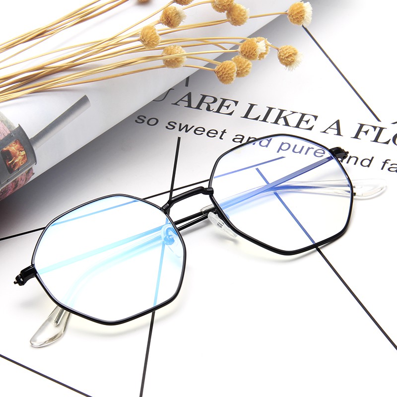 Mắt kính gọng kim loại chống ánh sáng xanh phong cách Retro thời trang