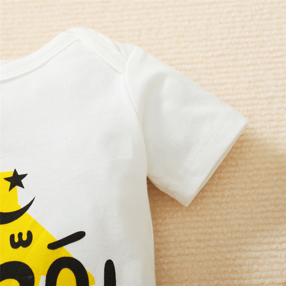 Áo Liền Quần Ngắn Tay In Chữ Cho Bé Trai