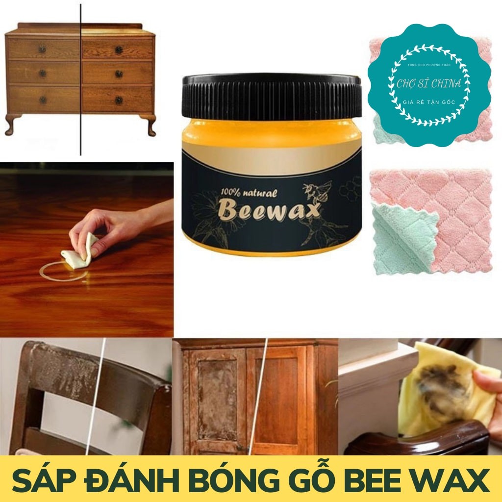 Sáp ong đánh bóng gỗ, lau sàn gỗ, dầu sáp lau bóng gỗ chống thấm ,nước, bụi bẩn BEEWAX hàng loại 1 hộp to.