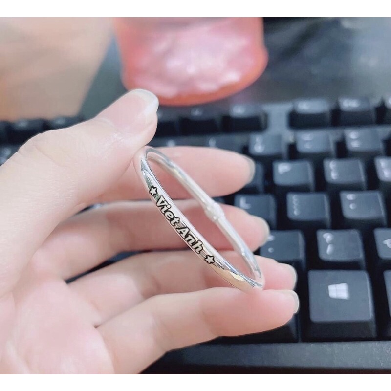 VÒNG TAY TRÒN KHẮC TÊN CHO BÉ- VÒNG BẠC KHẮC THEO YÊU CẦU THÂN TRÒN TRƠN