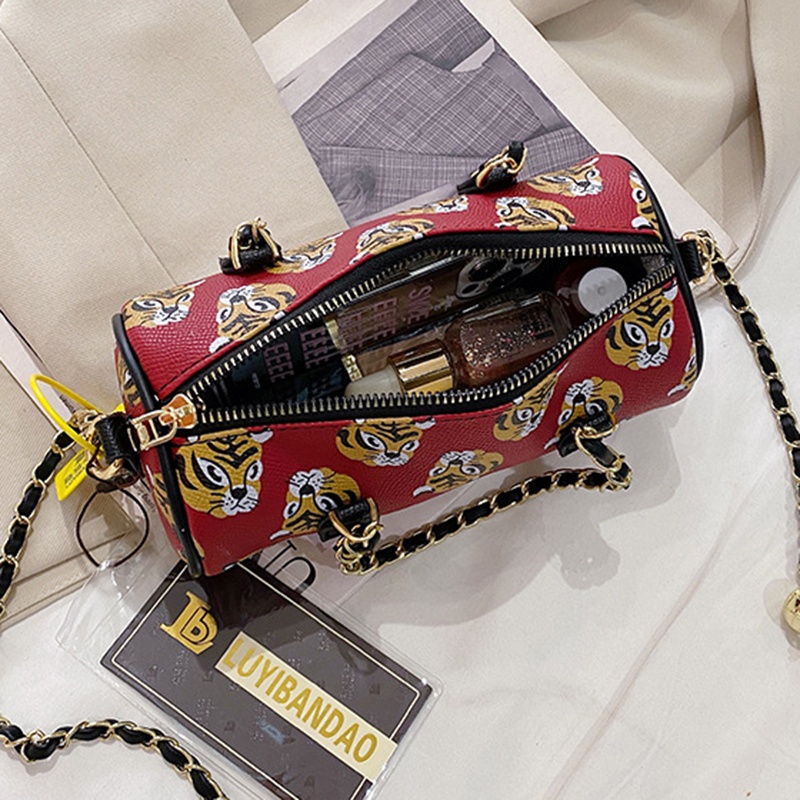 IELGY Túi Đeo Vai Hình Trụ In Họa Tiết Hoạt Hình Dễ Phối Đồ Thời Trang Cho Nữ