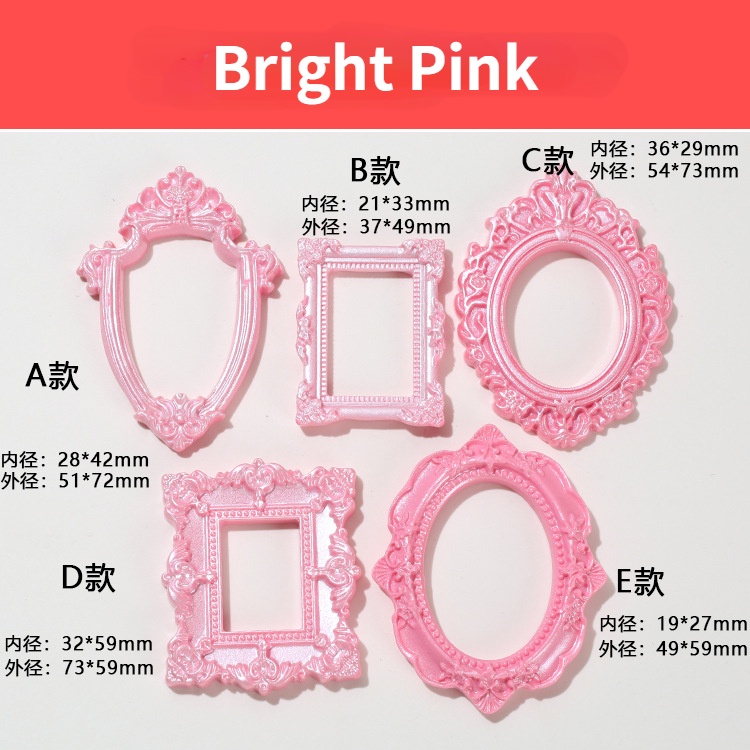 Bộ 5 Khung Ảnh Bằng Nhựa Resin Phối Ren Đính Lá Vàng Nhiều Màu Sắc