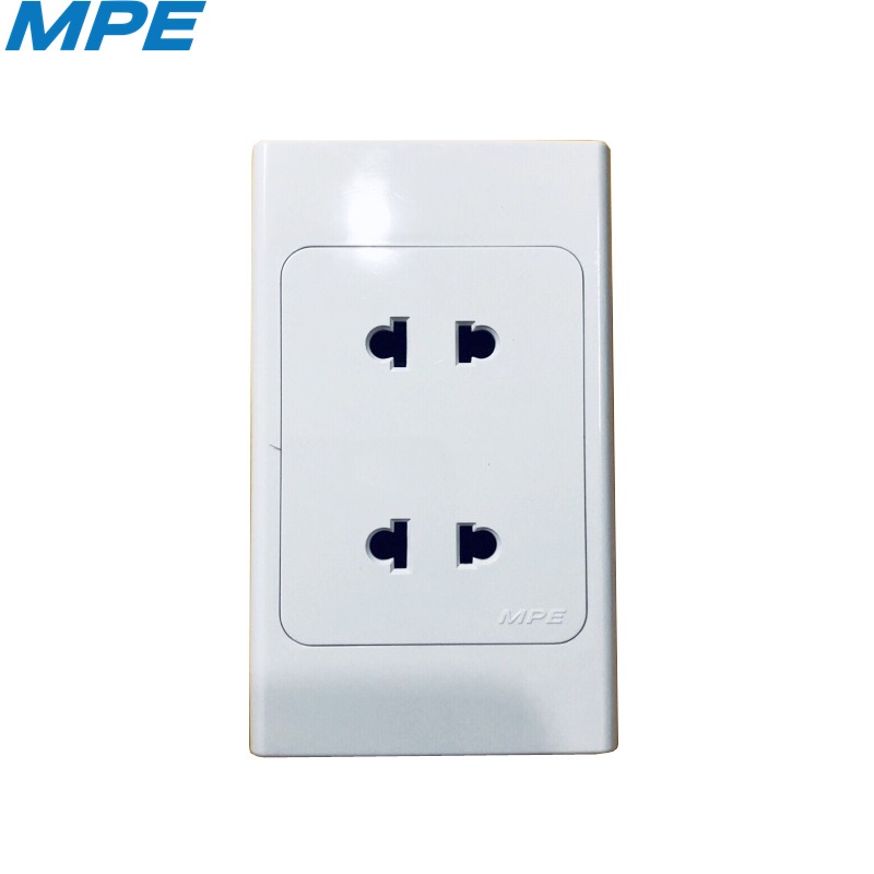 MPE, Bộ ổ cắm đôi 2 chấu 16A có màng che bảo vệ, Hàng Việt Nam, Chất Lượng Cao