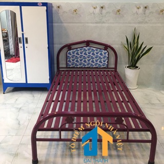 Giường sắt đơn màu đỏ đô 1m2 x 2m