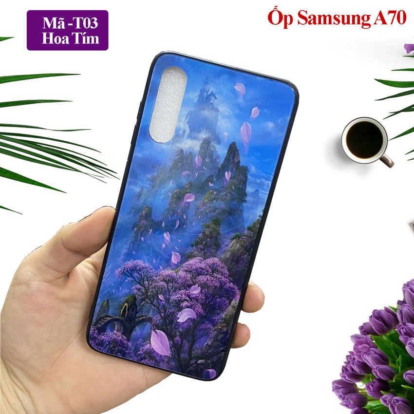 Ốp lưng A70, ốp lưng Samsung A70, Vỏ điện thoại ss Galaxy mặt kính in hoa sang trọng , Aha Case