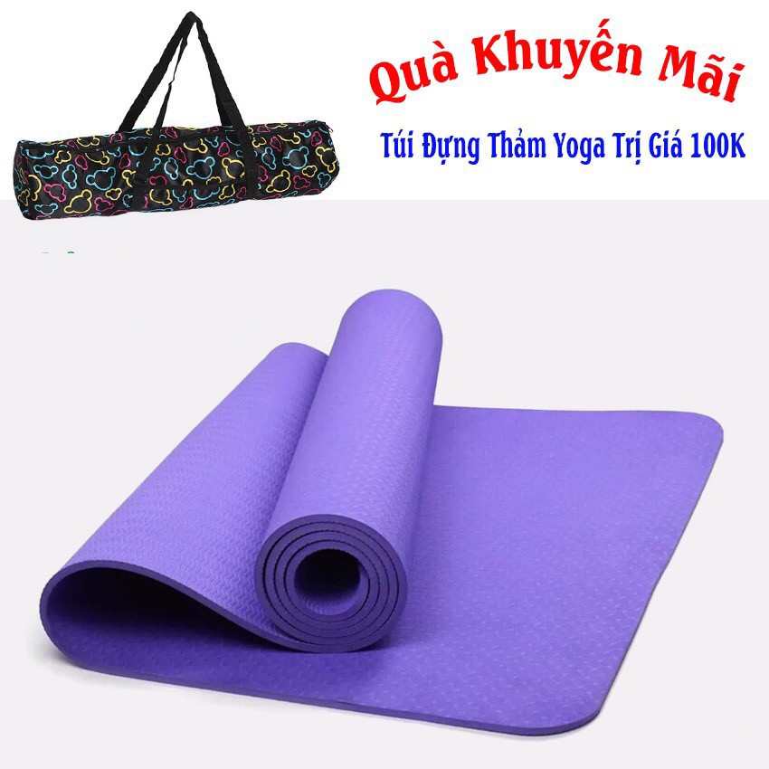 Thảm Yoga TPE 1 Lớp Đúc 6mm Cao Cấp + Tặng Kèm Túi Đựng